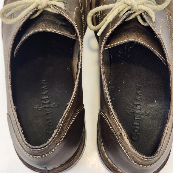 Cole Haan Derby Distressed Brown Leather Oxford Shoes Men Size 9.5M Plain Toe
